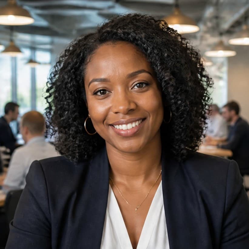 Client review portrait of Amara Okafor Product Manager UK for Zain S. Full Stack AI Automation Developer